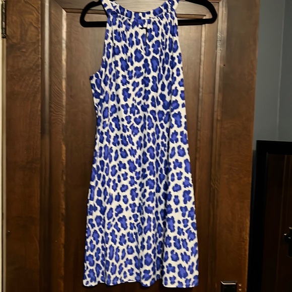 Jude Connally dress. Blue and white Leopard print. 80% nylon 20%spandex. - Picture 2 of 8